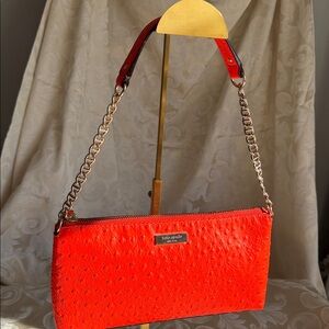 Kate Spade Ostrich-embossed shoulder bright orange bag. Great condition!